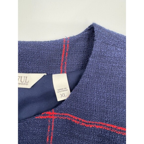 Beautiful by Lawrence Zarian Blazer Women's XL Blue Plaid Long Sleeve Open Front - Picture 6 of 14